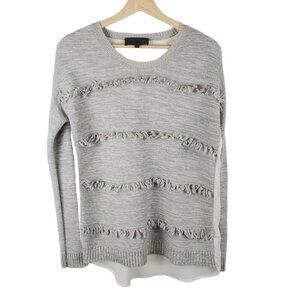 SUNDAY In Brooklyn Sweater XS X-Small Knit Gray White Cozy Crewneck High Low Hem